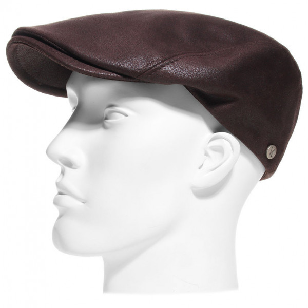 Casquette d'hiver en simili cuir de coloris marron - Hatsquality