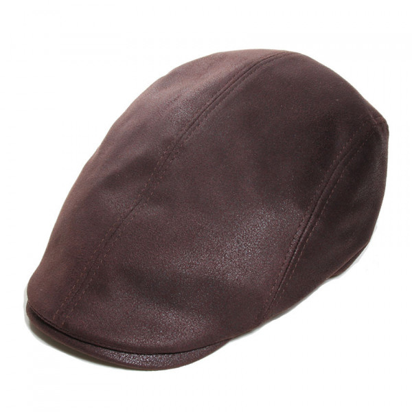 casquette imitation cuir marron