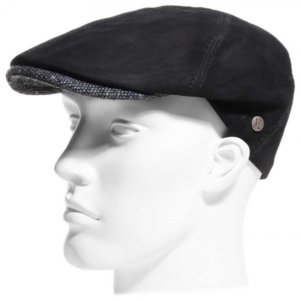 casquette cuir et laine noir