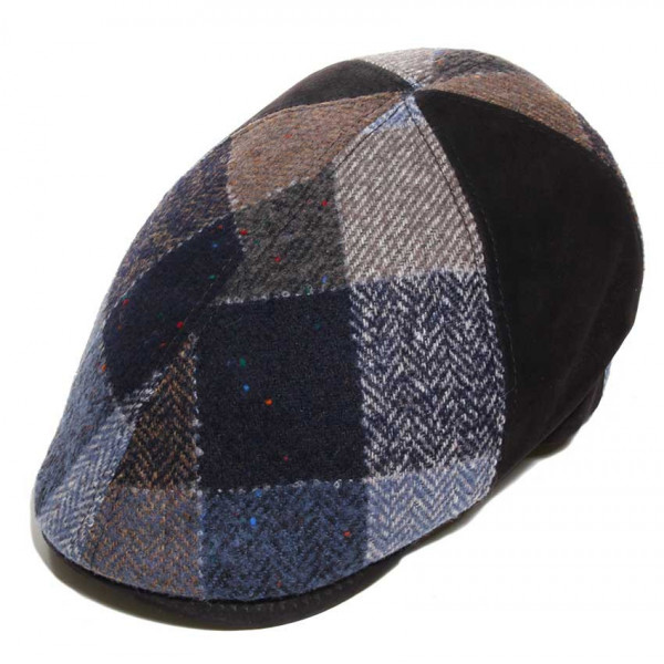 Casquette mélange cuir et laine noir - Via Lorenzo