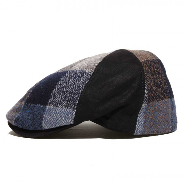 Casquette mélange cuir et laine noir - Via Lorenzo