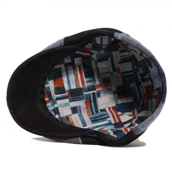 Casquette mélange cuir et laine noir - Via Lorenzo