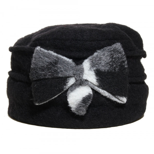 béret laine noir avec nœud papillon