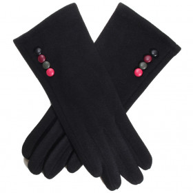 Gant femme noir avec bouton couleur