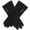 Gant femme noir avec bouton couleur