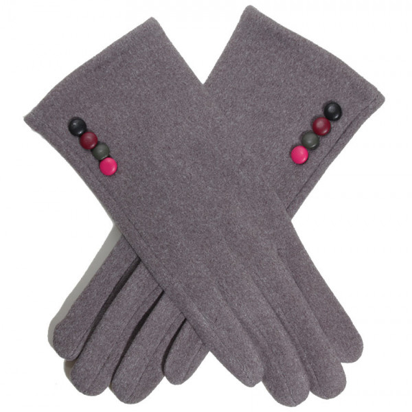 gant femme coloris gris avec boutons de couleur