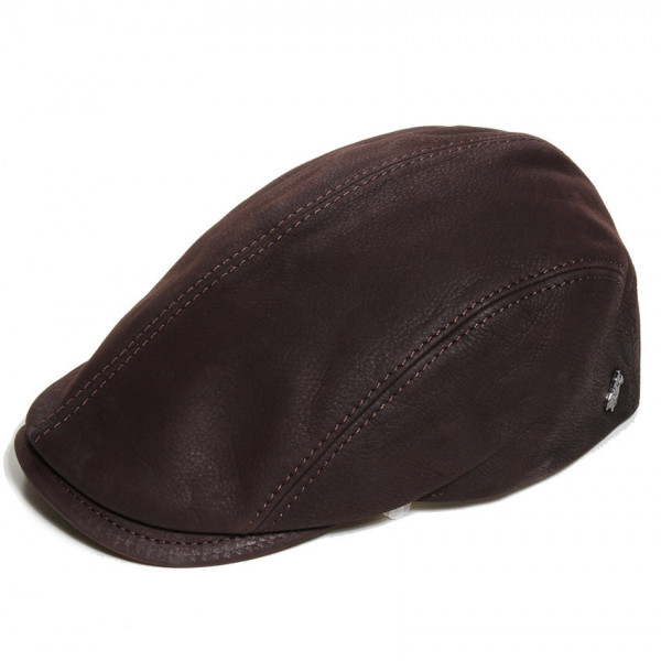 casquette cuir de veau marron