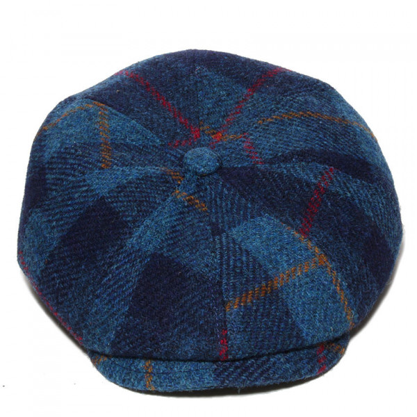 Casquette gavroche femme en tweed marron et bleu - Un grand marché