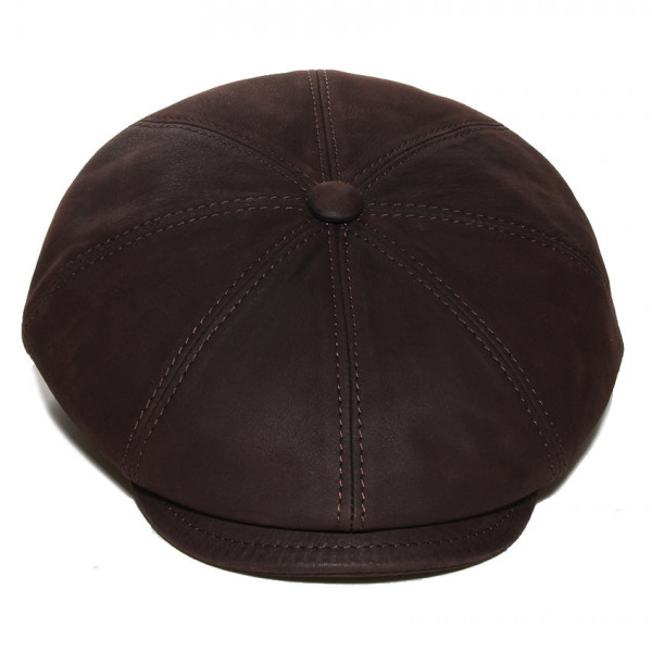 Casquette d'hiver en simili cuir de coloris marron - Hatsquality