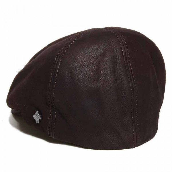 Casquette d'hiver en simili cuir de coloris marron - Hatsquality