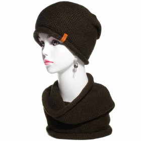 Ensemble bonnet écharpe kaki