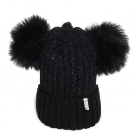 bonnet double pompons avec lurex