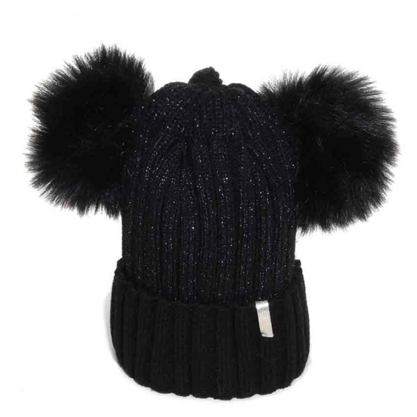 bonnet double pompons avec lurex
