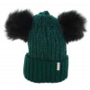 bonnet femme double pompon vert