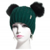 Bonnet double pompon vert sapin