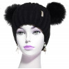Bonnet double pompon noir