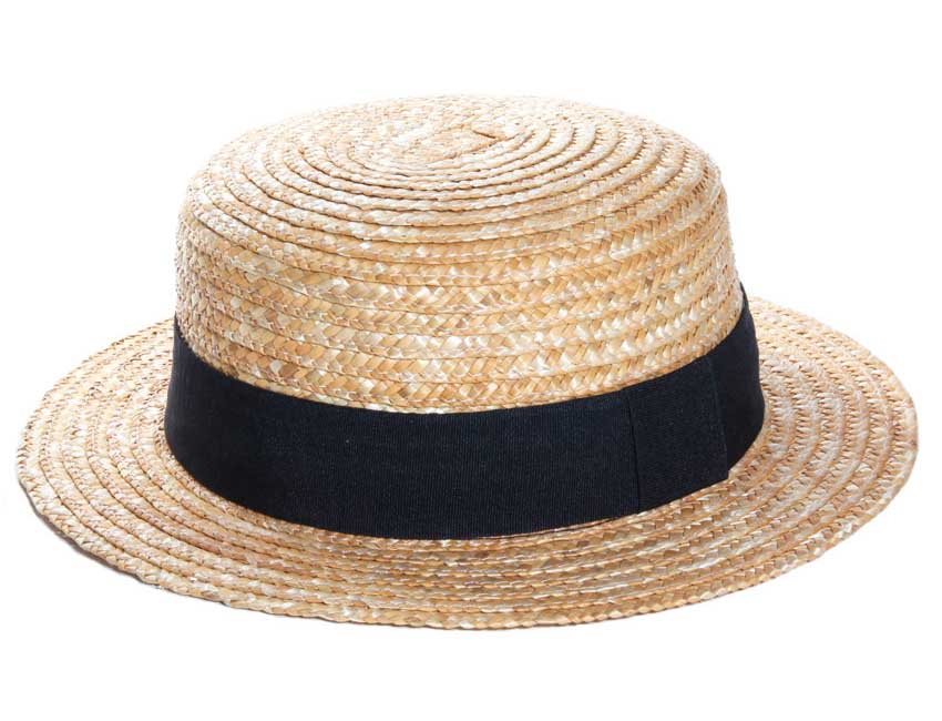 Chapeau Canotier en paille tressée avec une couronne plate et un bord plat