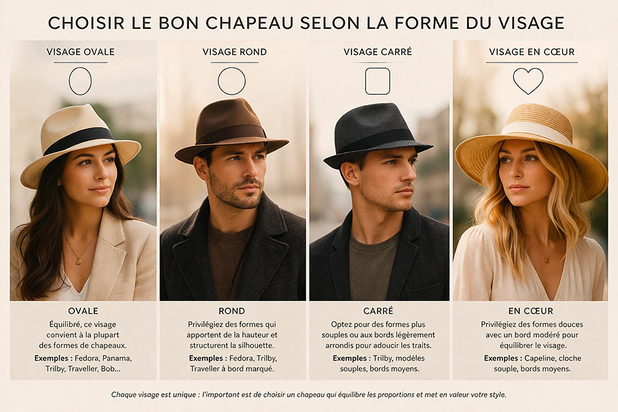 Choisir le bon chapeau selon la forme du visage