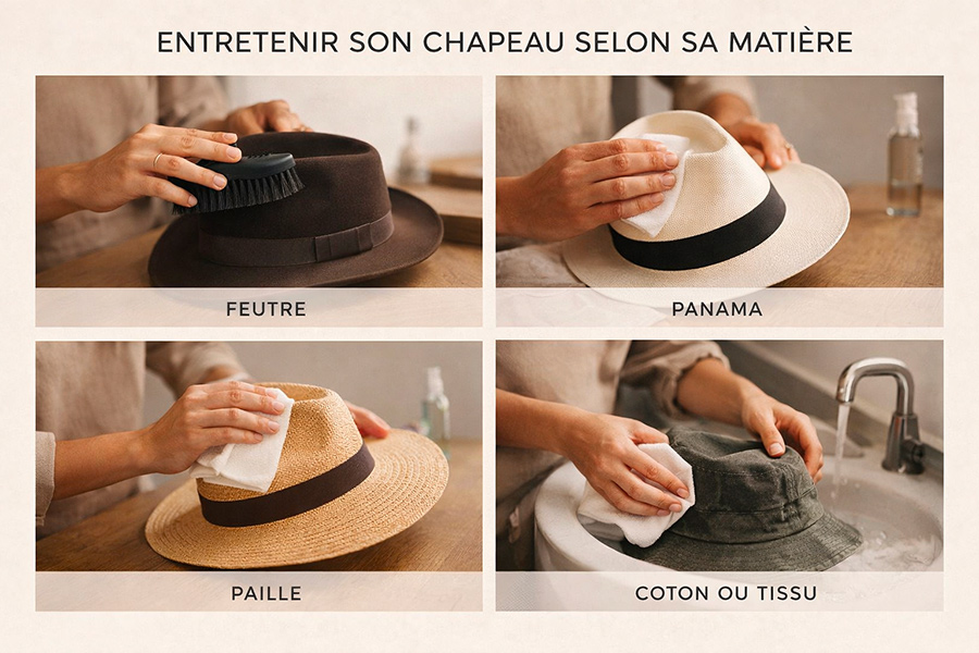 Comment entretenir un chapeau selon sa matière
