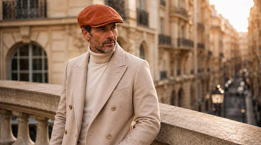 Casquette homme en cuir cognac HatsQuality