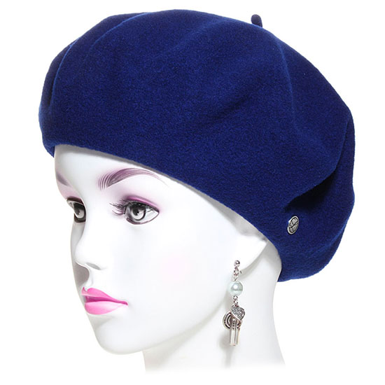 Béret bleu roi Laulhère, fabriqué en laine mérinos avec cabillou